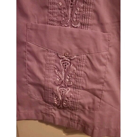 Haband Mens Button Up Shirt Lavender Purple Embroidered  Large - Picture 6 of 9